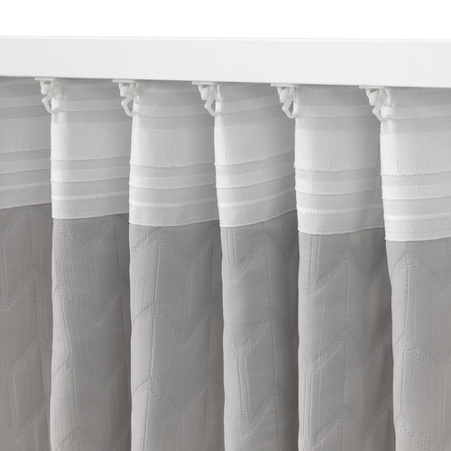 RYSSBRÄKEN Room darkening curtain, 1 piece, light grey, 140x300 cm