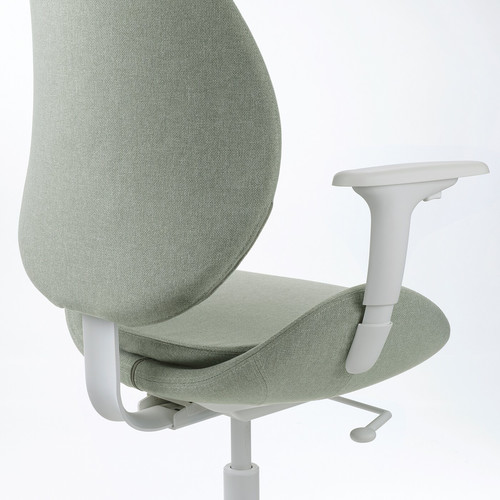 HATTEFJÄLL Office chair with armrests, Gunnared light green/white