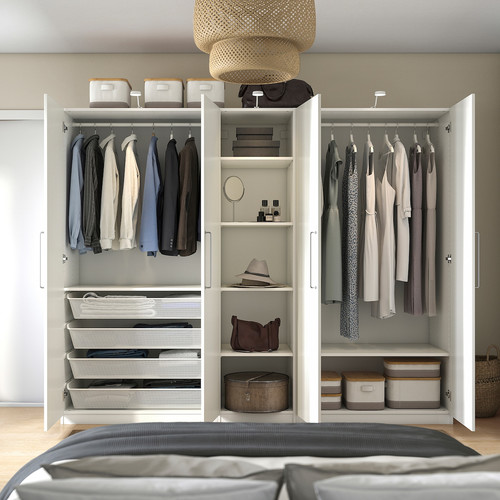 PAX / FORSAND Wardrobe, white/white, 250x60x201 cm