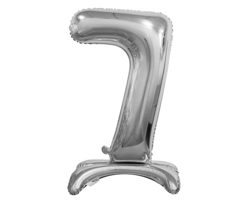 Foil Balloon Number 7 Standing, silver, 74cm