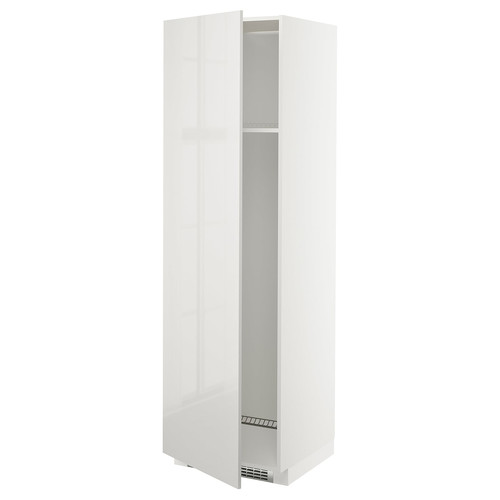 METOD High cab f fridge or freezer w door, white/Ringhult light grey, 60x60x200 cm