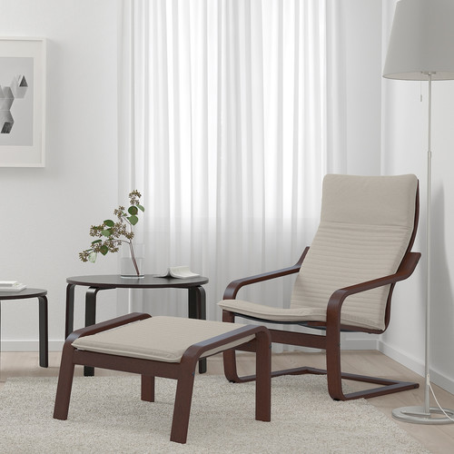 POÄNG Armchair, brown, Knisa light beige