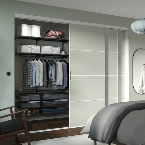 BOAXEL Wardrobe combination, anthracite/metal, 145x40x201 cm