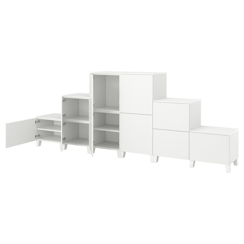 PLATSA Wardrobe w 10 doors, white/Fonnes white, 360x42x133 cm