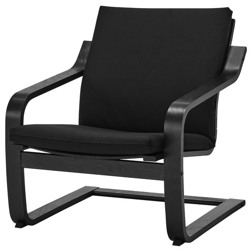 POÄNG Low-back armchair, black/Vissle black