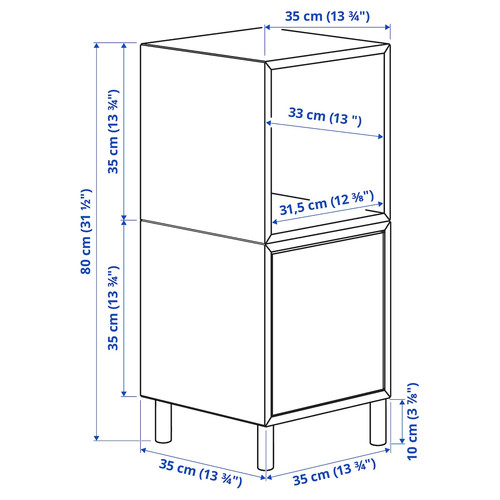 EKET Cabinet combination with legs, white light grey-blue/wood, 35x35x80 cm