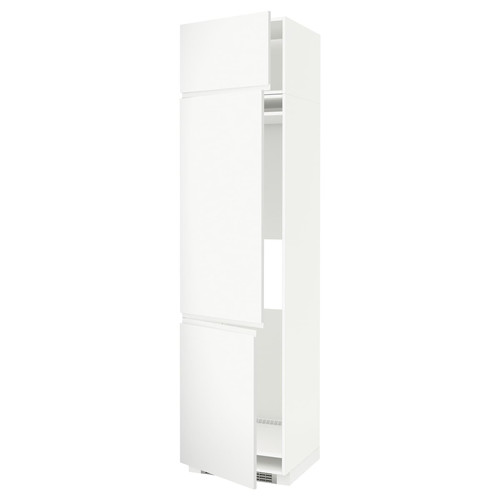 METOD High cab f fridge/freezer w 3 doors, white/Voxtorp matt white, 60x60x240 cm