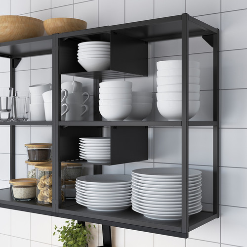 ENHET Wall storage combination, anthracite, white, 60x30x180 cm