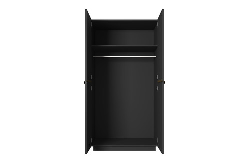 Wardrobe Nicole 100 cm, matt black, gold handles