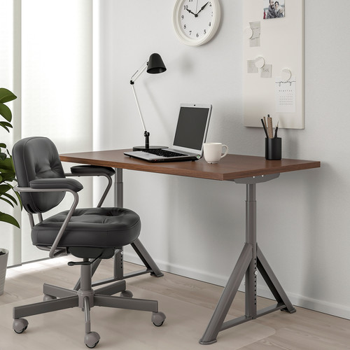 IDÅSEN Desk, brown, dark grey, 120x70 cm