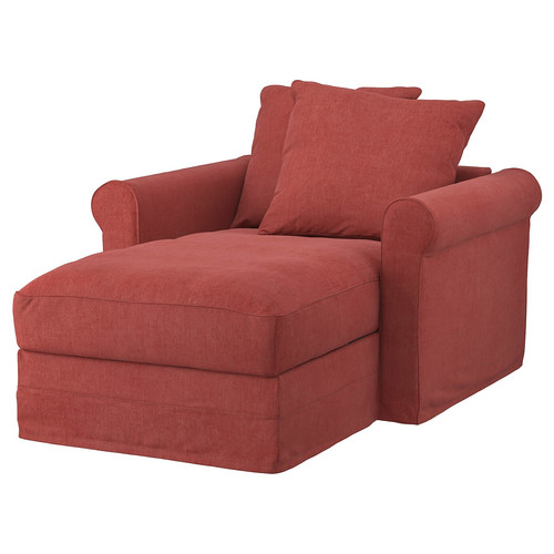 GRÖNLID Cover for chaise longue, Tallmyra light red