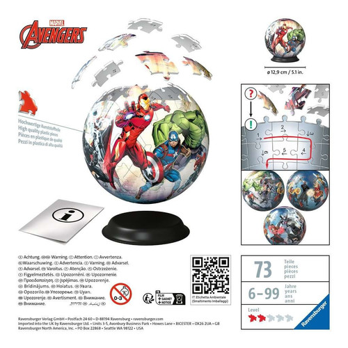 Ravensburger 3D Puzzle Ball Marvel Avengers 72pcs 6+