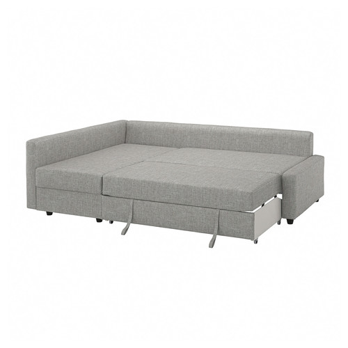 FRIHETEN Corner sofa-bed with storage, Faringe light grey