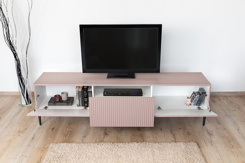 TV Cabinet Nicole 200 cm, antique pink, black legs