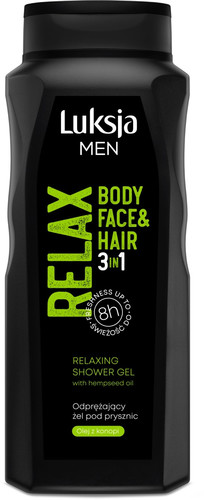 Luksja Men Shower Gel Body, Face & Hair 3in1 Relax 90% Natural Vegan 500ml