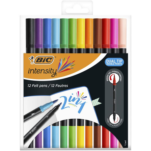 BIC Intensity Dual Tip Felt Pens 12 Colours