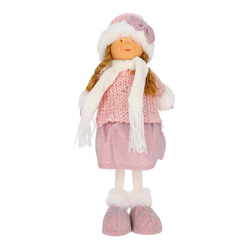 Christmas Decoration Girl 38cm, pink