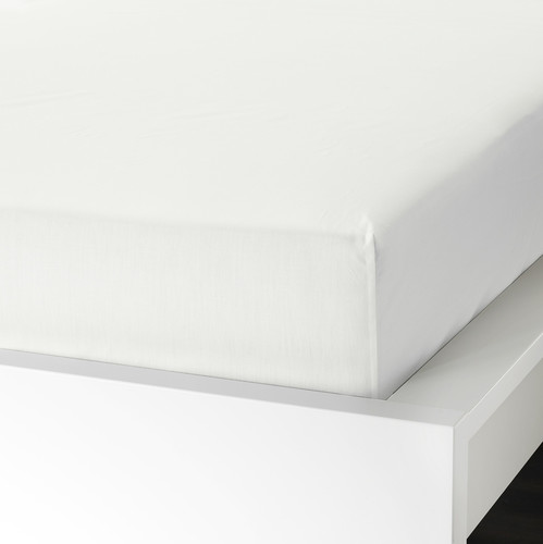 ULLVIDE Fitted sheet, white, 160x200 cm