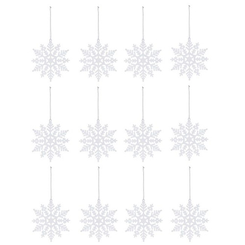 Christmas Hanging Decoration Snowflake 10cm 12pcs, white