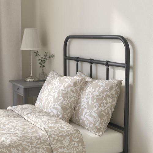 STJÄRNÖ Bed frame, anthracite/Lönset, Standard Single