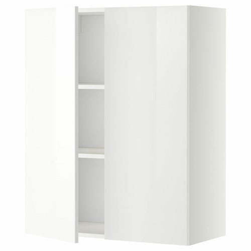 METOD Wall cabinet with shelves/2 doors, white/Ringhult white, 80x100 cm
