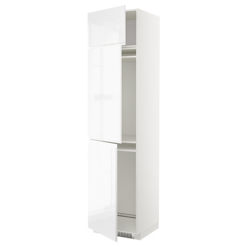 METOD High cab f fridge/freezer w 3 doors, white/Voxtorp high-gloss/white, 60x60x240 cm