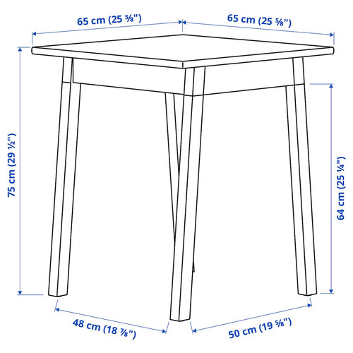 PINNTORP / PINNTORP Table and 2 chairs, light brown stained white stained/Katorp light brown stained, 65 cm