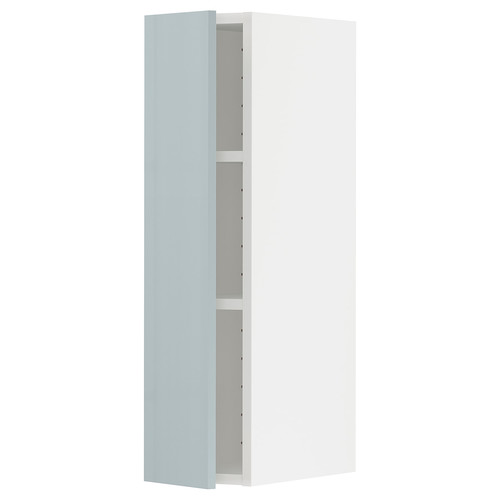 METOD Wall cabinet with shelves, white/Kallarp light grey-blue, 20x80 cm