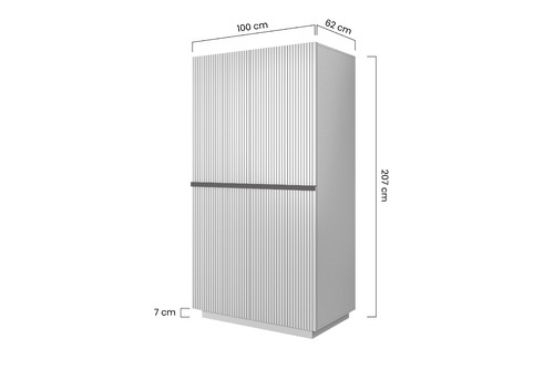 Wardrobe Nicole 100 cm, matt white, gold handles