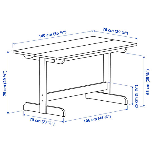 NACKANÄS Table, acacia, 140x76 cm