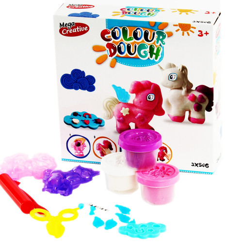 Mega Creative Colour Dough Ponies Playset with Modelling Compound 3+