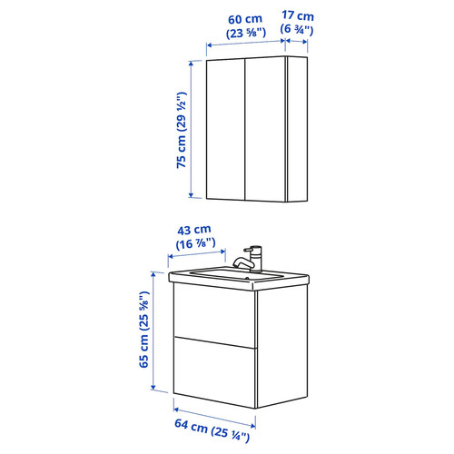 ENHET Bathroom, white/oak effect, 64x43x65 cm