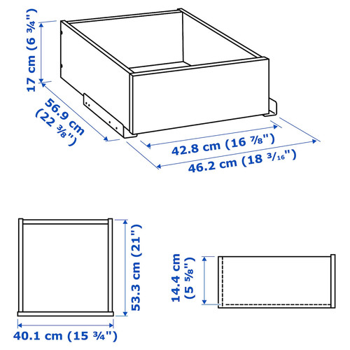 KOMPLEMENT Drawer with glass front, beige, 50x58 cm