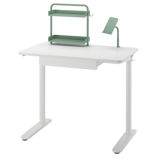 RELATERA Desk combination, white/light gray-green, 90x60 cm