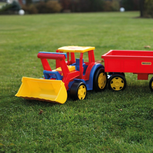 Wader Tractor Giant with Shovel and Trailer, assorted colours, 117cm 12m+