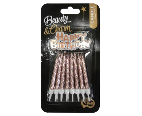 Birthday Candles 16pcs, metallic rose gold