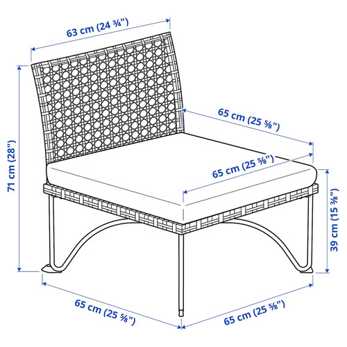 JUTHOLMEN Easy chair, outdoor, dark grey/Kuddarna light grey-beige, 65x73x71 cm