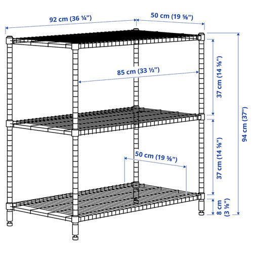 OMAR Shelving unit, galvanised, 92x50x94 cm