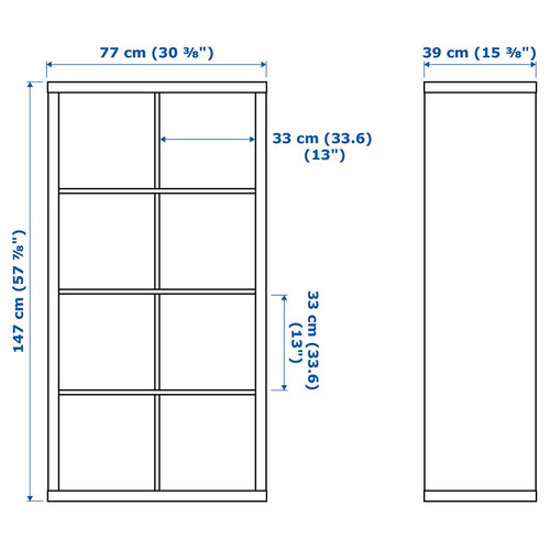 KALLAX Shelf unit with 2 inserts, black-brown, 77x147 cm