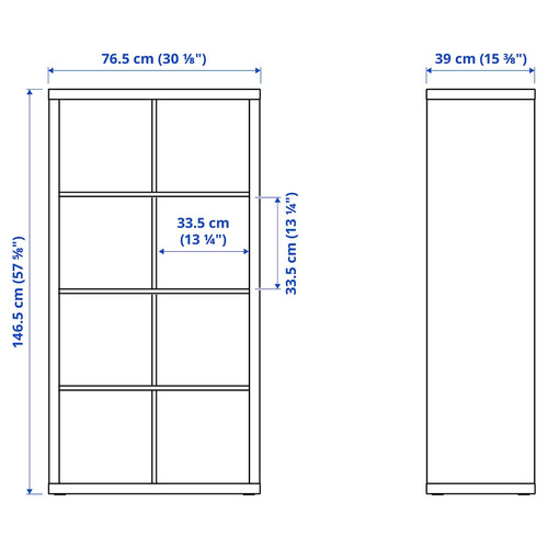 KALLAX Shelving unit, with 4 drawers with 2 shelf inserts/wave shaped white, 147x77 cm