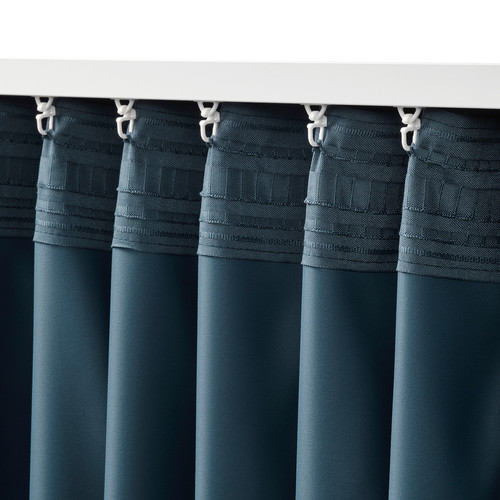 BLÅHUVA Block-out curtains, 1 pair, dark blue, 145x300 cm