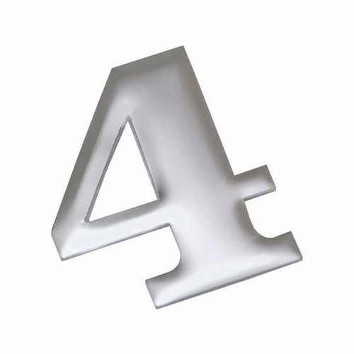 Self Adhesive House Digit "4" 37 mm, chrome