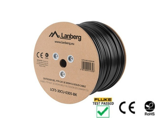 Lanberg FTP Solid Cable Cat.5E 305m CU outdoor, gel-filled, 305m, black