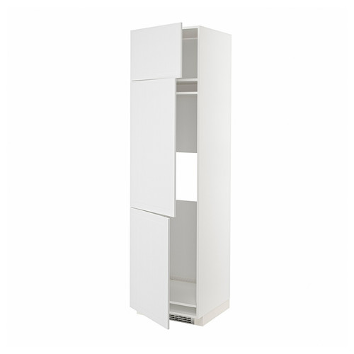 METOD High cab f fridge/freezer w 3 doors, white/Stensund white, 60x60x220 cm