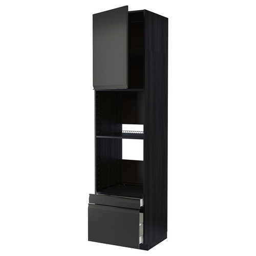 METOD / MAXIMERA Hi cab f ov/combi ov w dr/2 drwrs, black/Upplöv matt anthracite, 60x60x240 cm