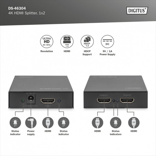 Splitter / Splitter HDMI 4K UHD 3D, 2-port