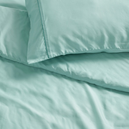 GUCKUSKO Duvet cover and pillowcase, light turquoise, 150x200/50x60 cm