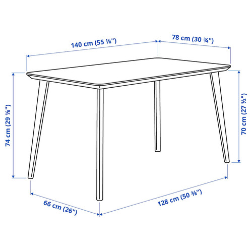 LISABO / LISABO Table and 4 chairs, ash veneer/black, 140x78 cm