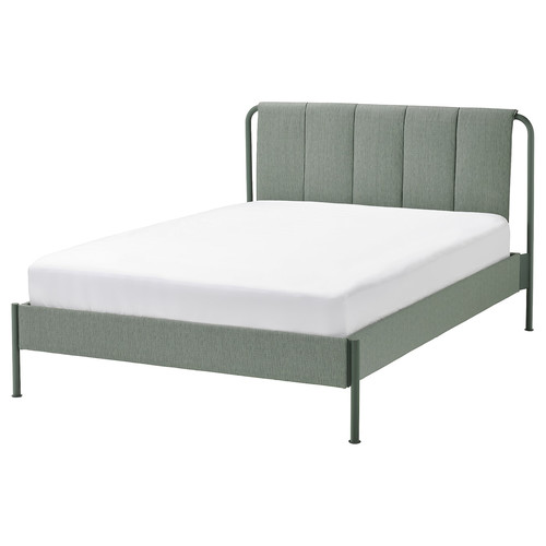 TÄLLÅSEN Upholstered bed frame, Kulsta grey-green/Luröy, 160x200 cm