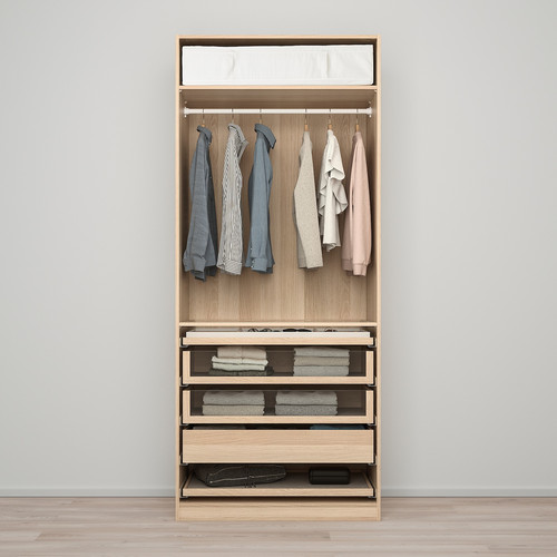 PAX / FORSAND Wardrobe combination, white stained oak effect, white stained oak effect, 100x60x236 cm